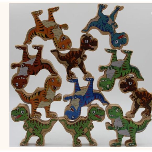 Hercules Balanced high Table Game Child wooden block stacking game Toy Dinosaur - Picture 3 of 4